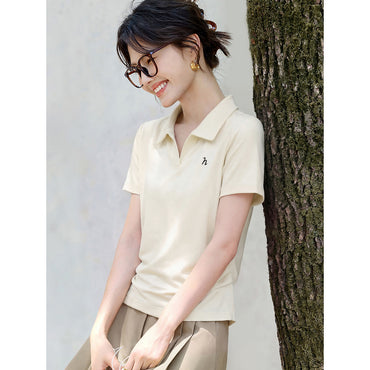 半袖Tシャツ女子夏はポロシャツトップスでカジュアル百合Tシャツボトム