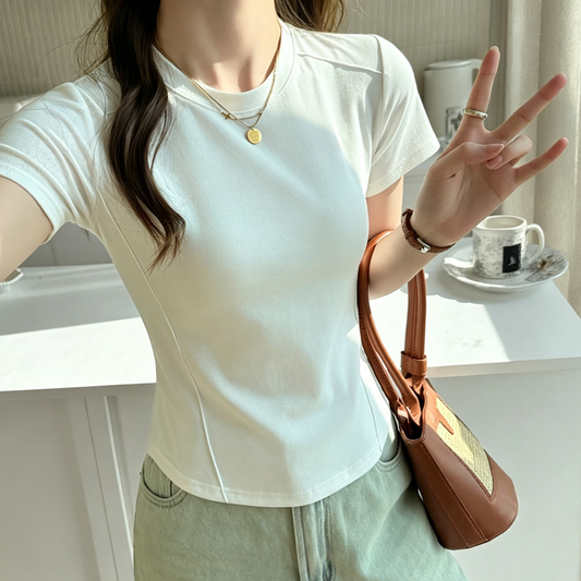 【ショルダーラインの魚の骨が痩せて見える】アンダーTシャツブラウスブラウスブラウスブラウスブラウスブラウス夏