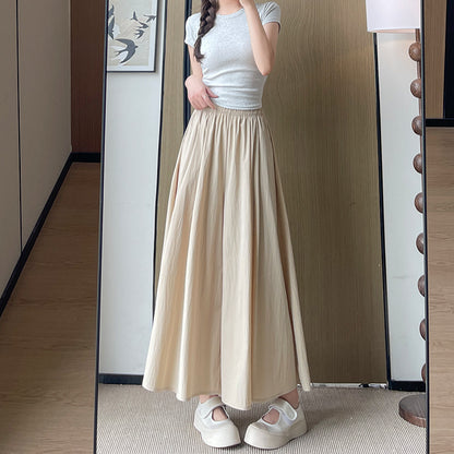 日系綿麻ワイドキュロット女夏のハイウエストゆるウエストウエスト大振り九分パンツ垂れ感ゆったり着やせカジュアル山本パンツ
