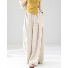 [Thin Linen Loose Wide Leg Pants for Women] 26 Summer Rope Tie High Waist Drape Casual Long Pants for Women