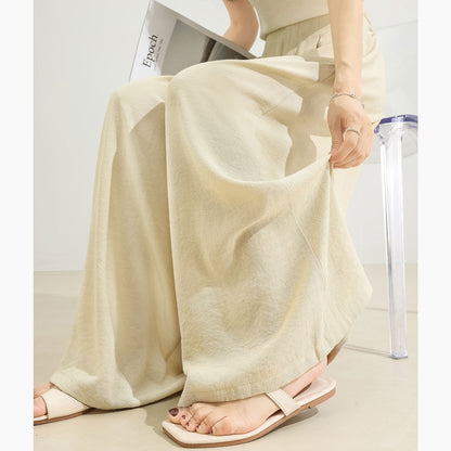 【新型腰垂感肌理ワイドパンツ】26女夏カーキ通気性ゆったりストレートスリムカジュアル